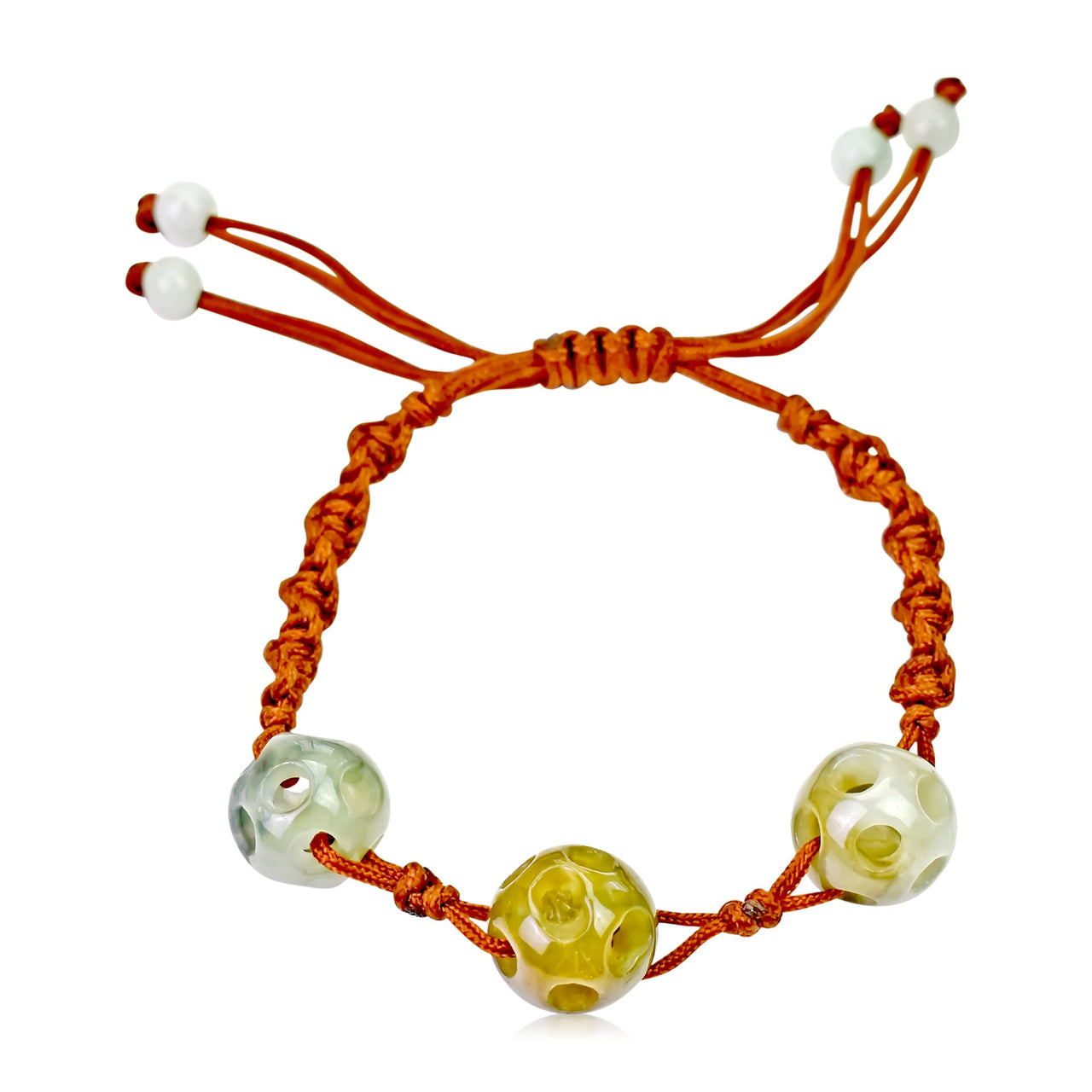 Get the Look: Triple Spherical Perforated Beads Handmade Jade BraceletBraceletsSerenity Jade