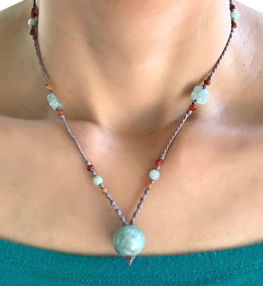 Women Handmade Beads with Real Jade Beads for Her Handcrafted Beaded Necklace for Balance Birthday Gift