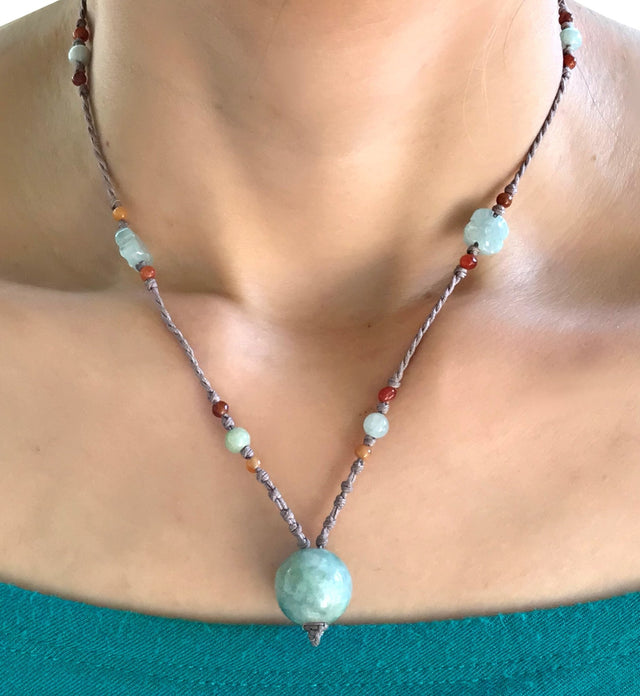 Women Handmade Beads with Real Jade Beads for Her Handcrafted Beaded Necklace for Balance Birthday Gift