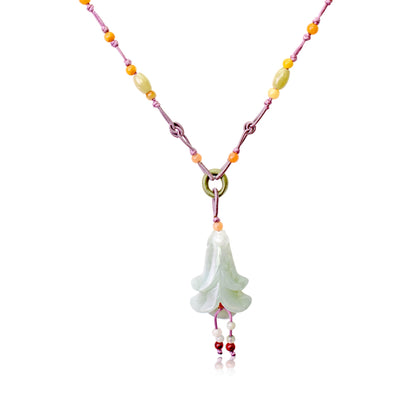 Handcraved Jewelry Campanula Pink Bell Flower A Personalized Birth Flower Necklace for Women Pendant Flower Birthday Gift