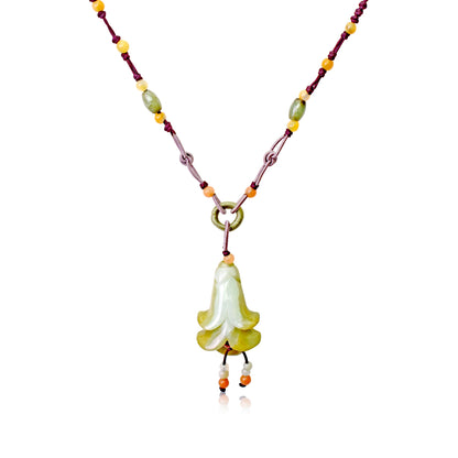Campanula Pink Bell Flower A Personalized Birth Flower Necklace for Her Pendant Flower Mother's Day Gift for Everlasting love