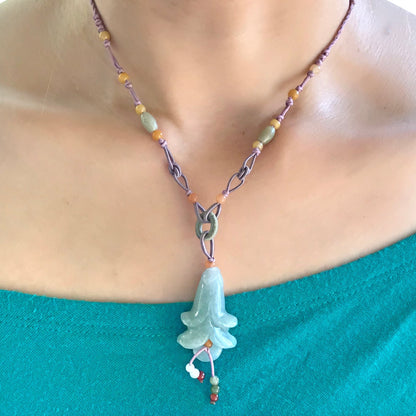 Women Campanula Pink Bell Flower A Personalized Birth Flower Necklace for Her Pendant Flower Anniversary Gift