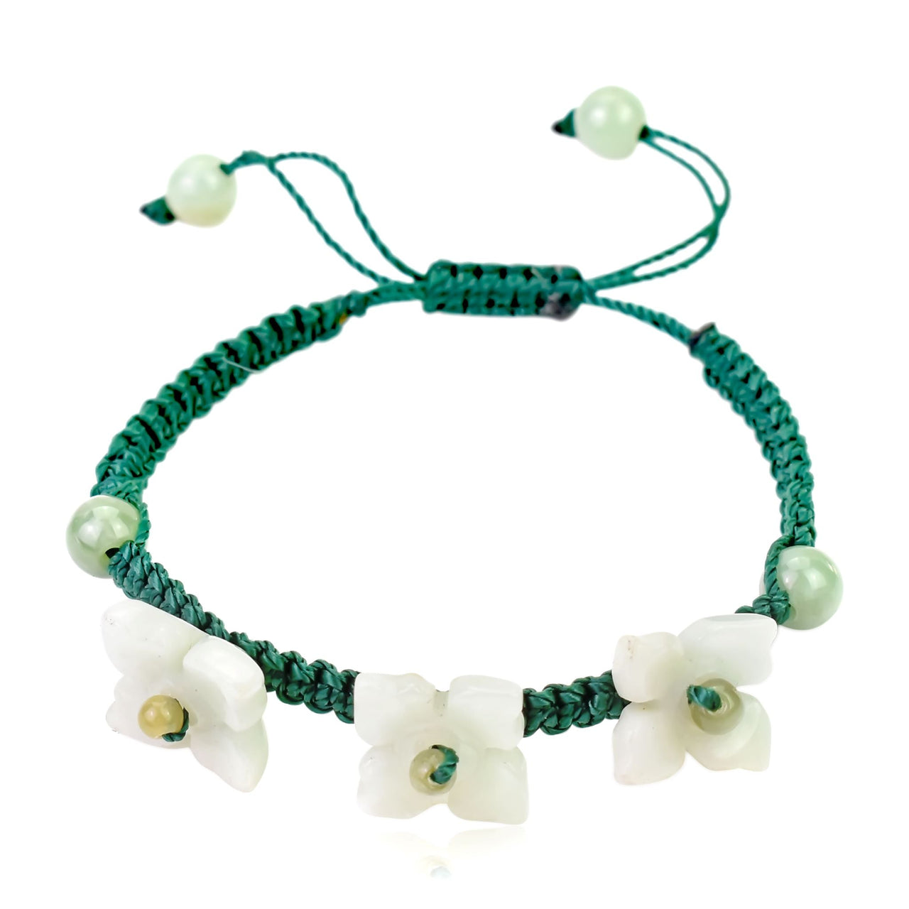 Get the Perfect Accessory with Triple Bouvardia Flower Jade BraceletBraceletsSerenity Jade