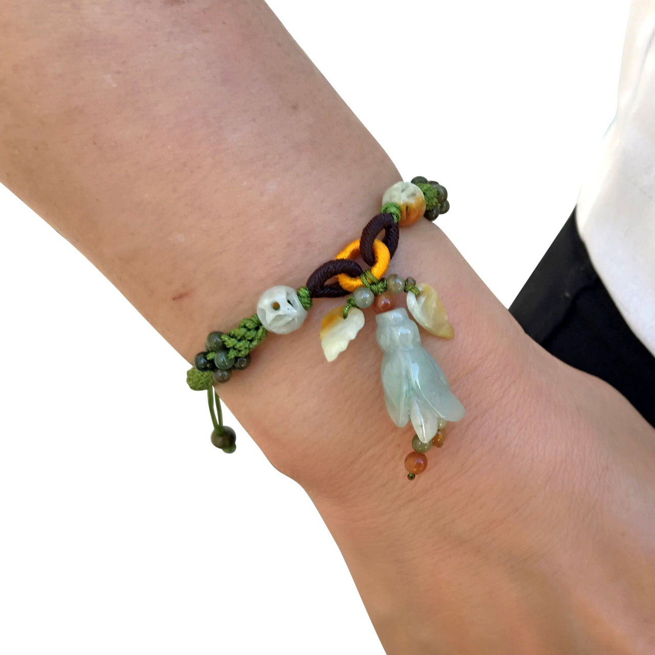 Get the Perfect Fit with Dangling Bellflower Handmade Jade BraceletBraceletsSerenity Jade