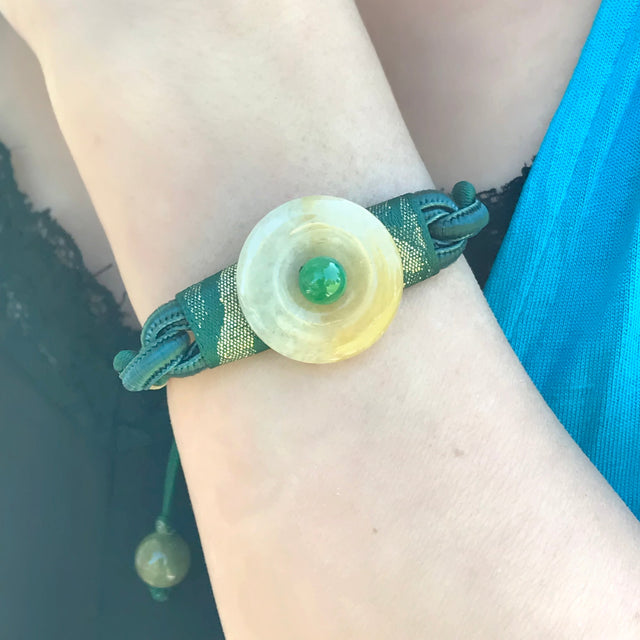 Get the Positive Vibes with Linear Eternity PI Handmade Jade BraceletBraceletsSerenity Jade