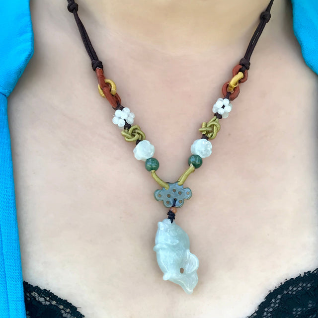 Gold Fish Handmade Jade Necklace Pendant for Attracting Wealth and AbundanceNecklacesSerenity Jade