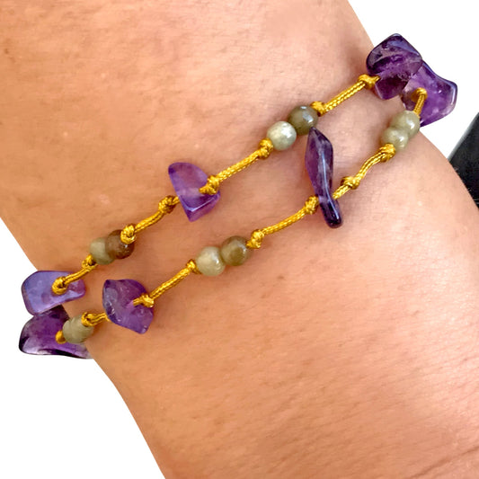Women Amethyst Gemstone Bracelet Paired with Amethyst and Jade for Women Amethyst Jade for Harmony, Protection, and Joy