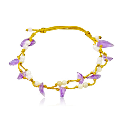 Amethyst Gemstone Bracelet Paired with Amethyst and Jade for Women Amethyst Jade Mother's Day Gift
