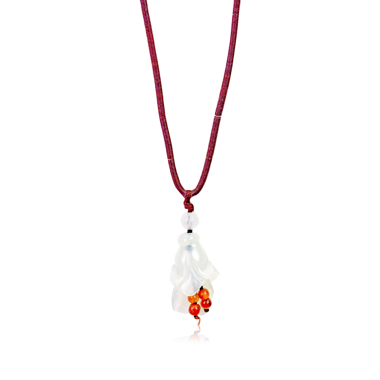White Jade Campanula White Bell Shaped Flower A Flower Chain Necklace for Her Birthstone Jewelry Birthday Gift