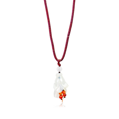 White Jade Campanula White Bell Shaped Flower A Flower Chain Necklace for Her Birthstone Jewelry Birthday Gift
