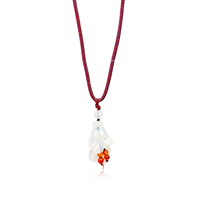 White Jade Campanula White Bell Shaped Flower A Flower Chain Necklace for Her Birthstone Jewelry Birthday Gift