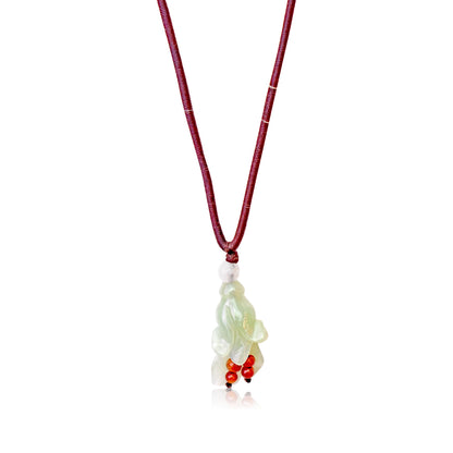 Green Jade Campanula White Bell Shaped Flower A Flower Chain Necklace for Her Birthstone Jewelry Birthday Gift