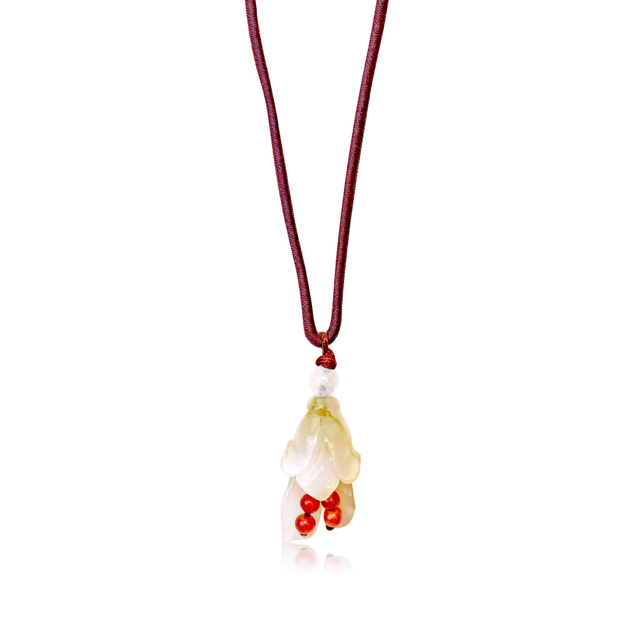 Yellow Jade Campanula White Bell Shaped Flower A Flower Chain Necklace for Her Birthstone Jewelry Birthday Gift