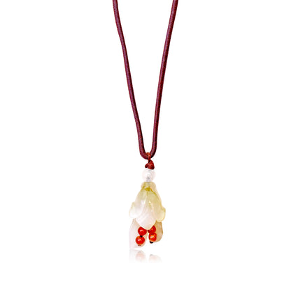 Yellow Jade Campanula White Bell Shaped Flower A Flower Chain Necklace for Her Birthstone Jewelry Birthday Gift