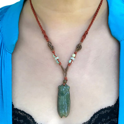 Green Jade Cricket Spiritual Animal Pendant Necklace Cricket For Transformation And Positivity Milestones Gift