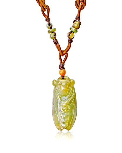 Yellow Jade Cricket Spiritual Animal Pendant Necklace Cricket For Transformation And Positivity Milestones Gift