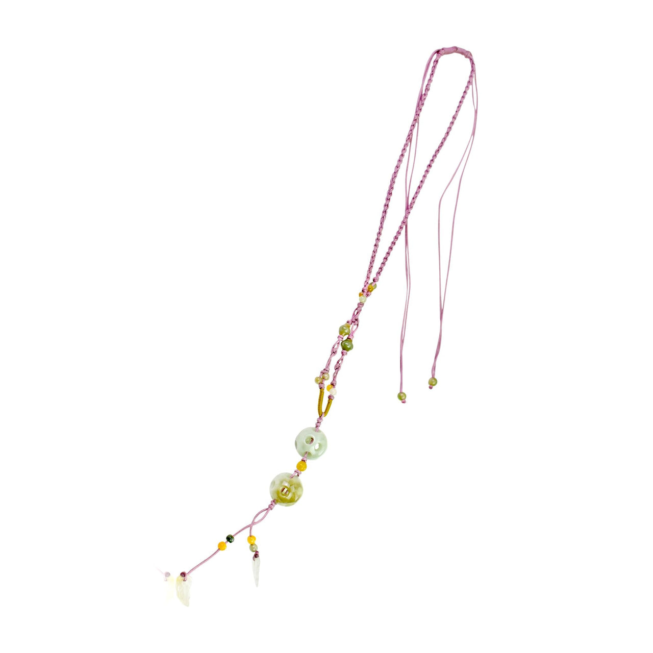 Handmade Jade Beads Necklace with Pink Cord for WomenNecklacesSerenity Jade