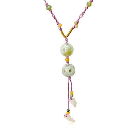 Handmade Jade Beads Necklace with Pink Cord for WomenNecklacesSerenity Jade