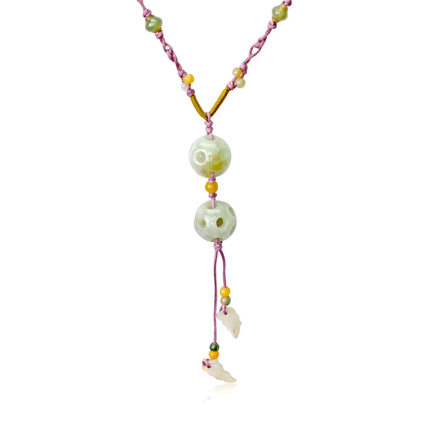 Handmade Jade Beads Necklace with Pink Cord for WomenNecklacesSerenity Jade