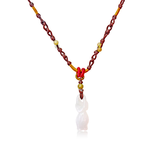 White Jade Small Purple Bell Flower for Necklaces for Women Floral Pendant with Mystical Jade Energy Mother's Day Gift