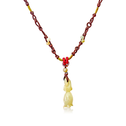 Yellow Jade Small Purple Bell Flower for Necklaces for Women Floral Pendant with Mystical Jade Energy Anniversary Day Gift
