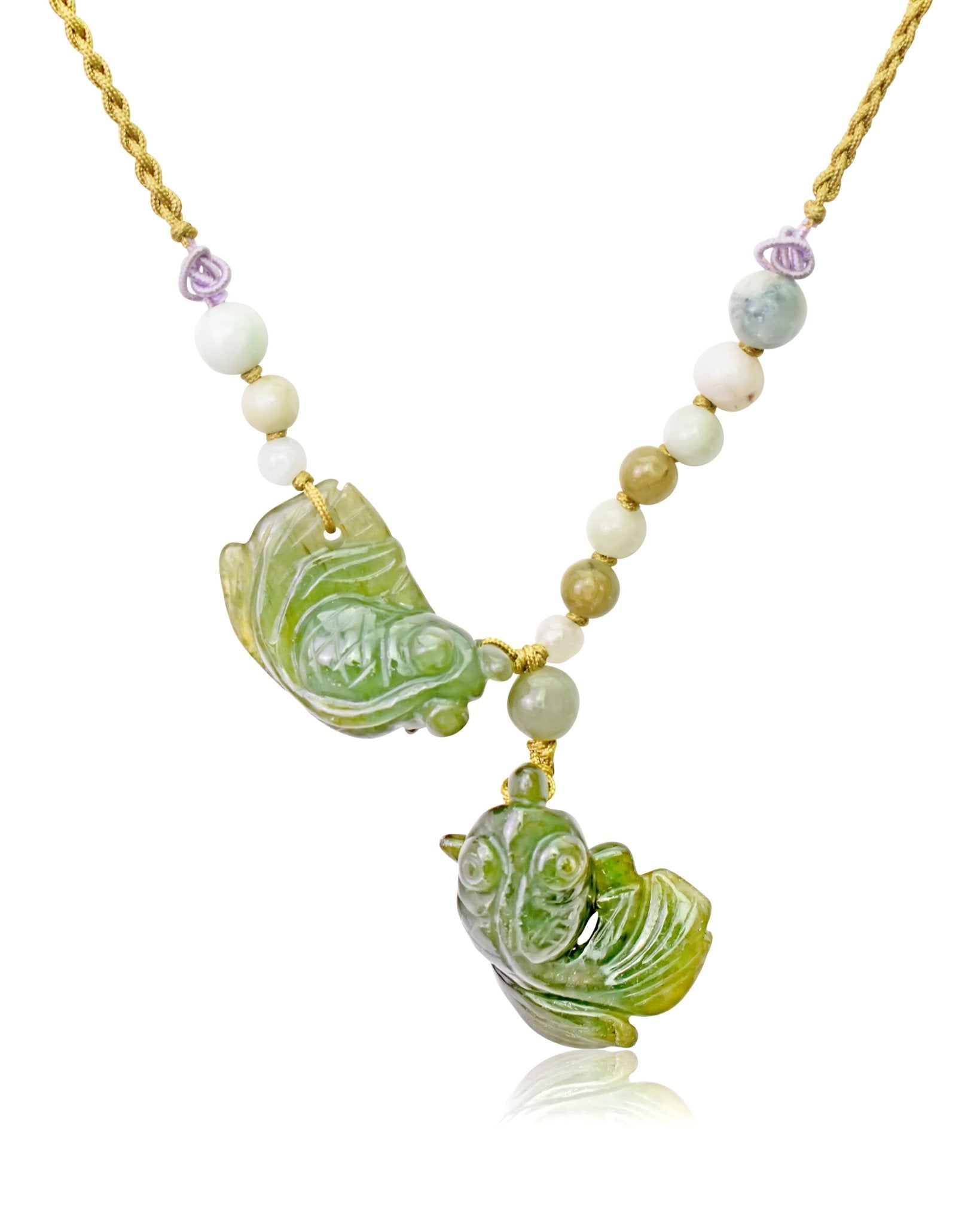 Handmade Necklace with Gemstone Jade Fish Charm Necklace for Women Jade Fish Charm for Birthday Gift Necklace for her Gold Fish PendantNecklacesSerenity Jade