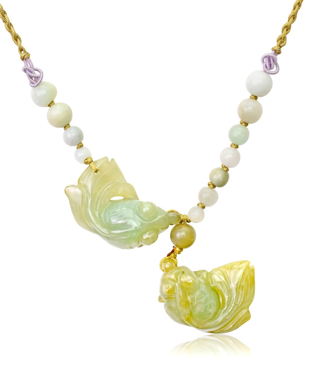 Handmade Necklace with Gemstone Jade Fish Charm Necklace for Women Jade Fish Charm for Birthday Gift Necklace for her Gold Fish PendantNecklacesSerenity Jade