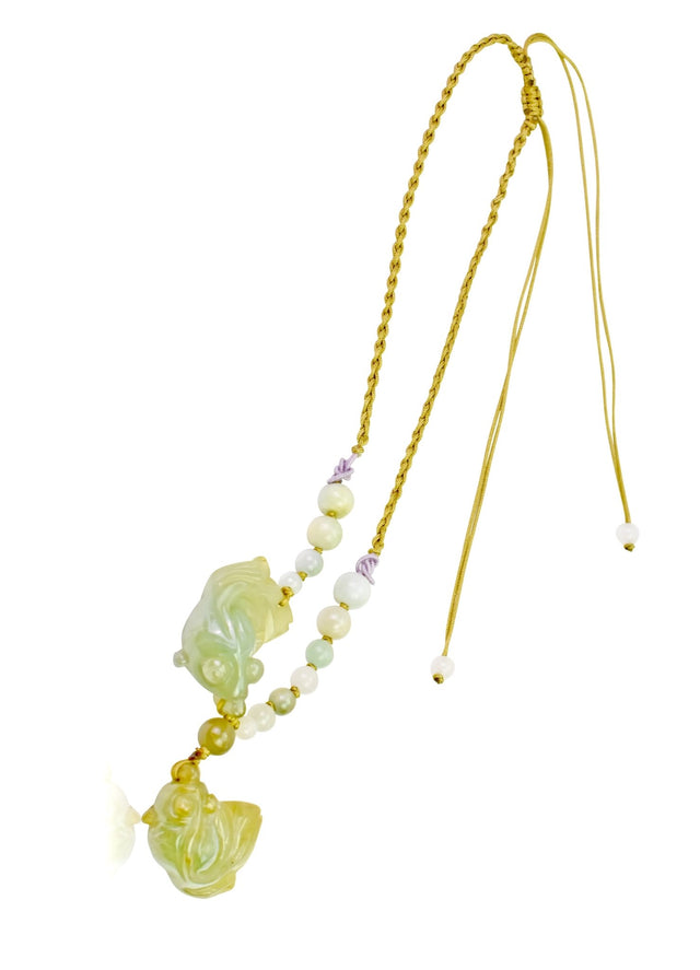 Handmade Necklace with Gemstone Jade Fish Charm Necklace for Women Jade Fish Charm for Birthday Gift Necklace for her Gold Fish PendantNecklacesSerenity Jade