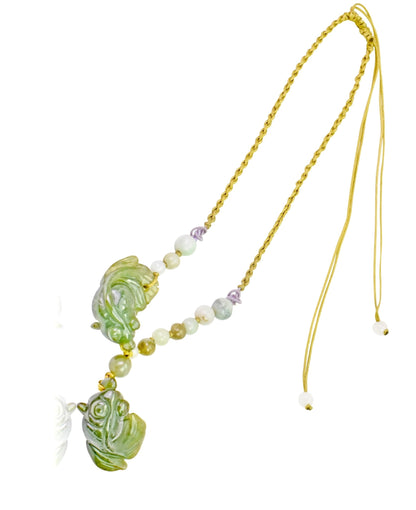 Green Jade Gold Fish Necklace for Women Gold Fish Pendant or Goldfish Jewelry Thoughtful Mother’s Day Gift