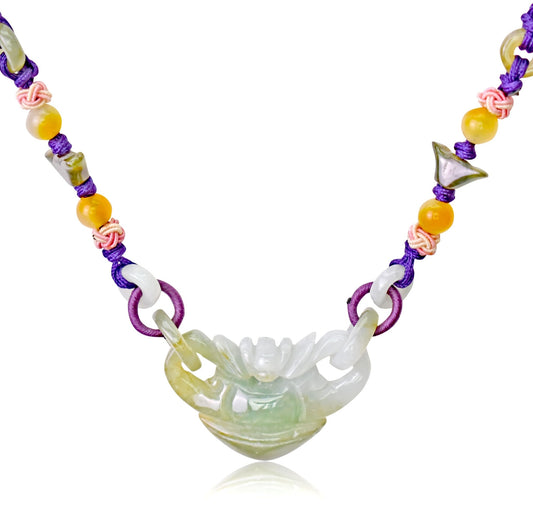 Handmade Springtime Vase Jade Pendant Necklace with Colorful BeadsNecklacesSerenity Jade