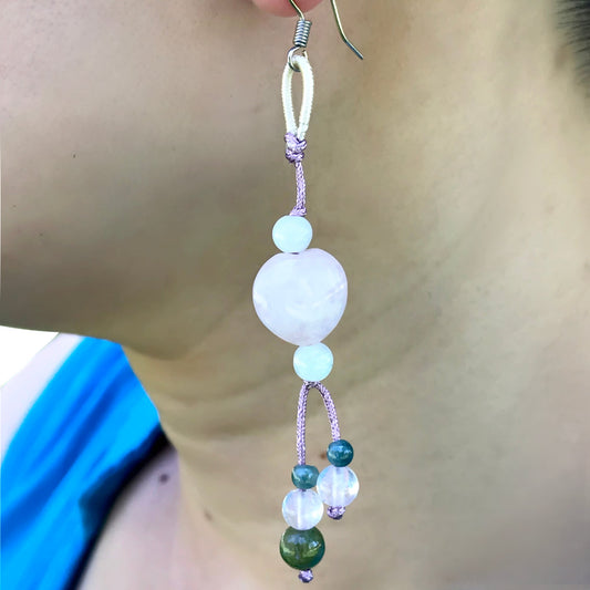 Beaded Heart Earrings a Heart Shaped Rose Quartz for Women Dressy Earrings Anniversary Gift For Romance and Love