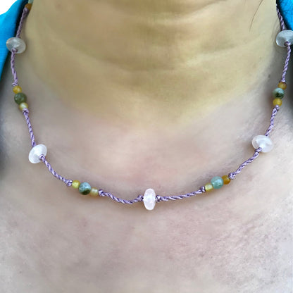 Women Rose Quartz Bead Necklace Pendant Rose Quartz For Her Pink Gemstone Necklace Anniversary Gift