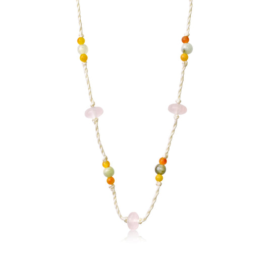 Rose Quartz Bead Necklace a Pendant Rose Quartz For Her Pink Gemstone Necklace Mother's Day Gift