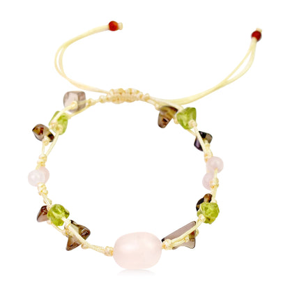 Pink Rose Quartz Bracelet A August Birthstone Bracelet for Women Bracelet Peridot for Romantic and Joyful Birthday