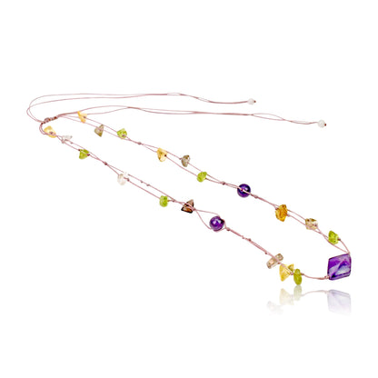 Amethyst Citrine Necklace a Necklace Purple Stone for Her Multi Gem Necklace For Love and Peace