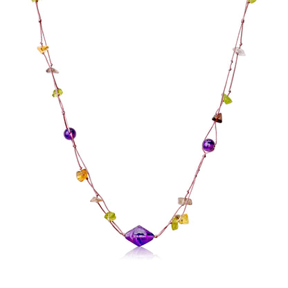 Amethyst Citrine Necklace a Necklace Purple Stone for Women Multi Gem Necklace For Love, Peace and Abundance