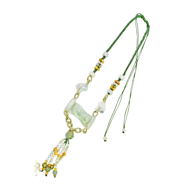Inspiring Handmade Necklace with Chinese Achievement Jade Pendant and Beaded TasselsNecklacesSerenity Jade