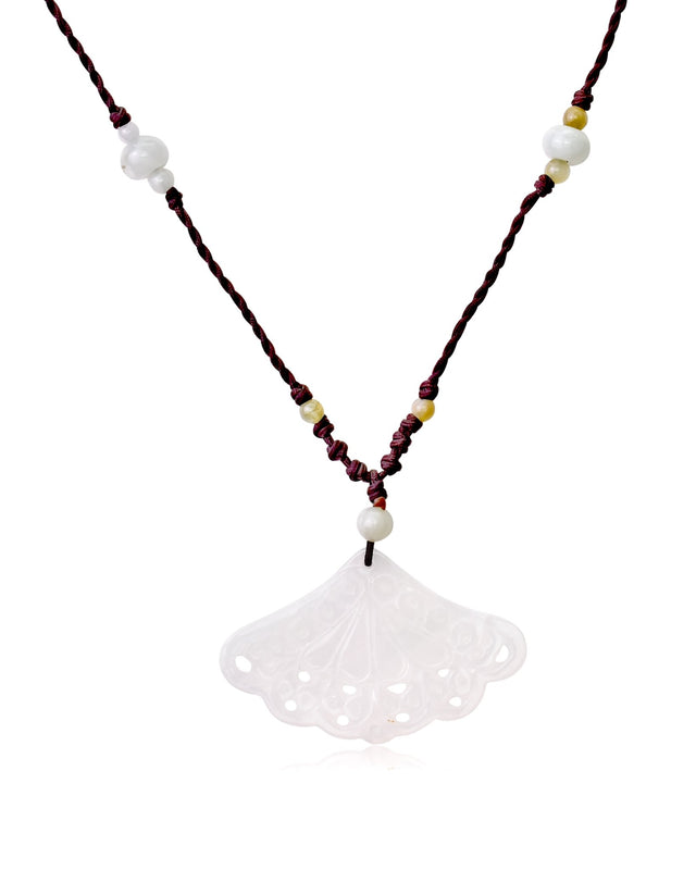 Intricately Carved Fan Jade Necklace with Gemstones and Colorful BeadsNecklacesSerenity Jade