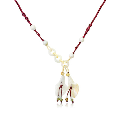 White Jade Purple Bell Flowers a Purple Flower Necklace for Her Necklace for Girlfriend Anniversary Gift for Spirituality