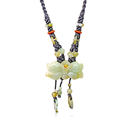 Green Jade Wild Blue Indigo Flower a Jade Flower Pendant for Women Wild Indigo Blue Unforgettable Birthday Gift