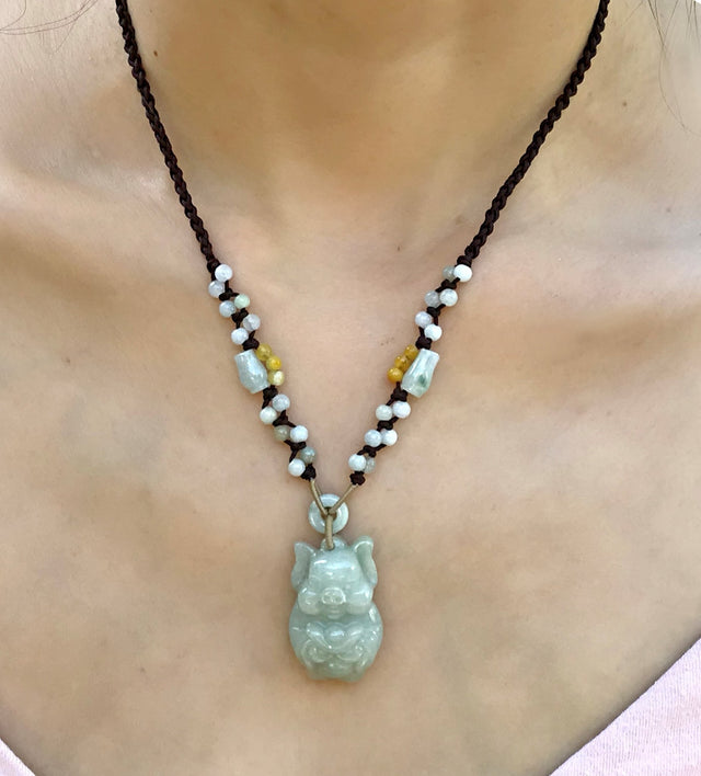 Invite Wealth and Prosperity with the Boar Holding Ingot Jade Pendant NecklaceNecklacesSerenity Jade