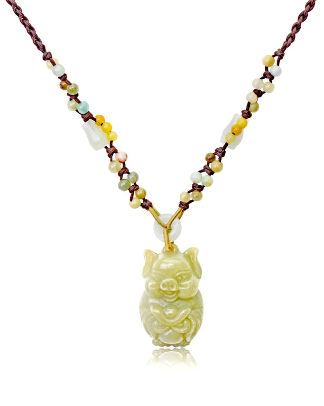 Invite Wealth and Prosperity with the Boar Holding Ingot Jade Pendant NecklaceNecklacesSerenity Jade