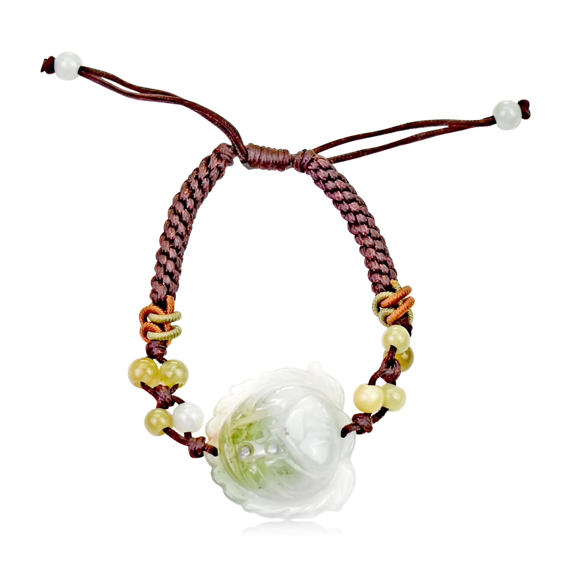 Jade Bracelet for July Birth Month Birthday Gift for Her Handmade Bracelet with Lotus Flower Bracelet For Birthday and AnniversaryBraceletsSerenity Jade