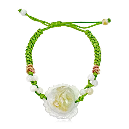 Delicate Lotus Jade Bracelet July Birth Flower Birthday Gift for Her Lotus Flower for Purity and Tranquility
