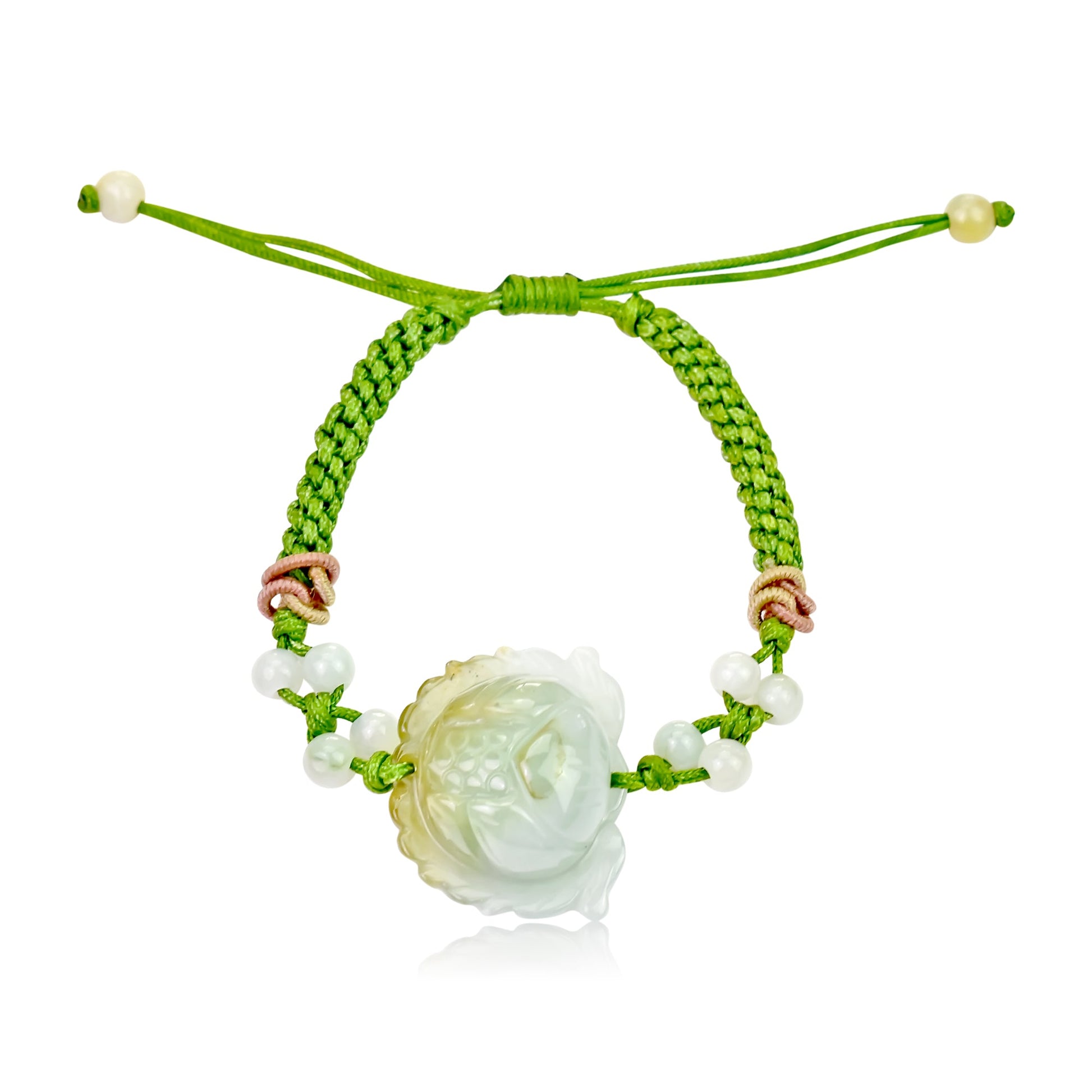 Jade Bracelet for July Birth Month Birthday Gift for Her Handmade Bracelet with Lotus Flower Bracelet For Birthday and AnniversaryBraceletsSerenity Jade
