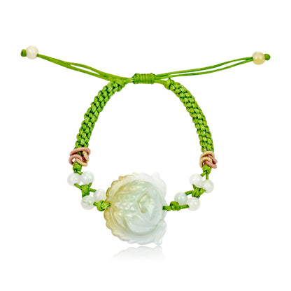 Handmade Lotus Jade Bracelet July Birth Flower Birthday Gift for Her Lotus Flower for Purity and Tranquility