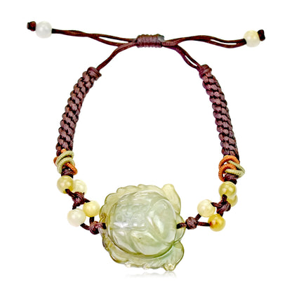 Men Lotus Jade Bracelet July Birth Flower Birthday Gift for Him Lotus Flower for Vitality and Tranquility