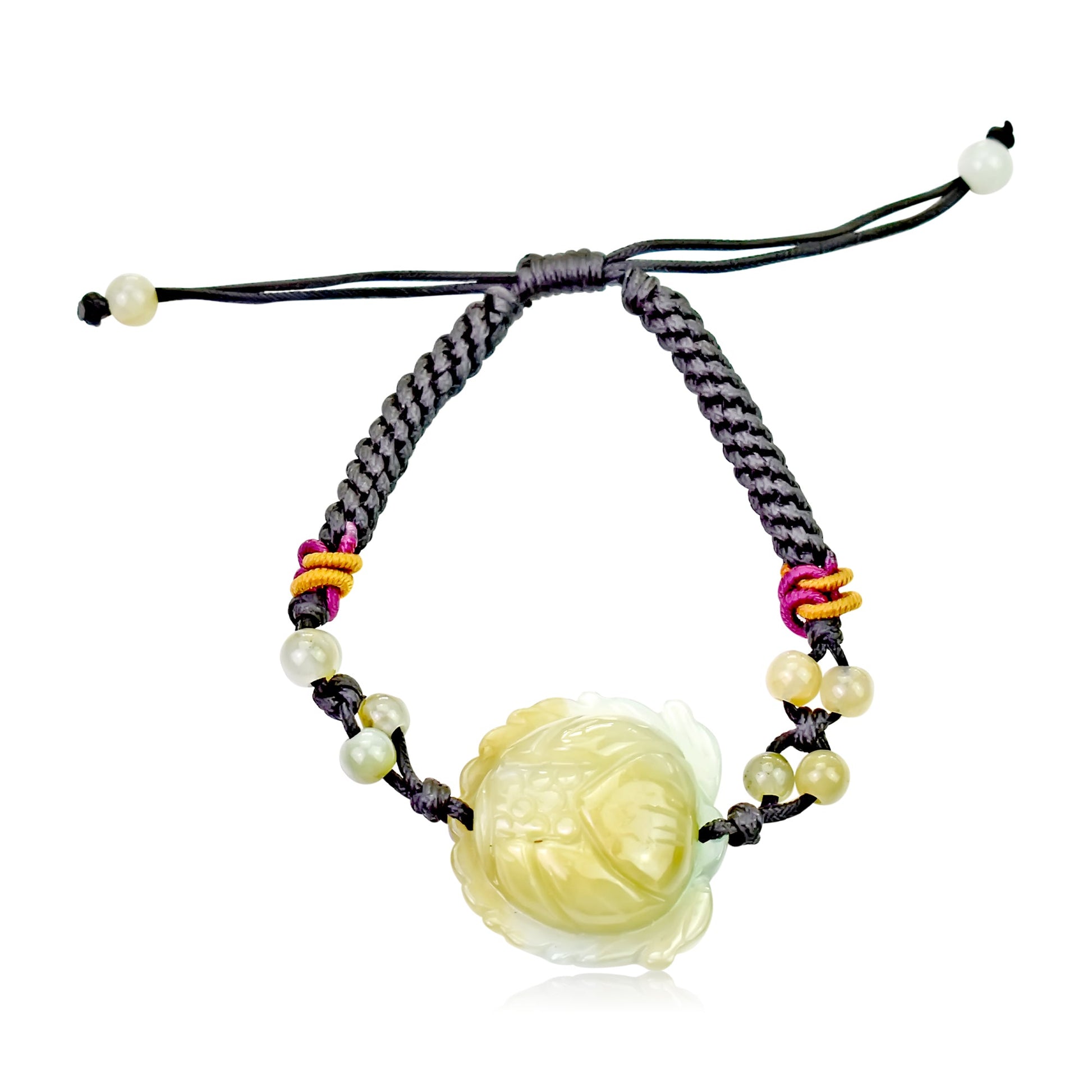 Jade Bracelet for July Birth Month Birthday Gift for Her Handmade Bracelet with Lotus Flower Bracelet For Birthday and AnniversaryBraceletsSerenity Jade