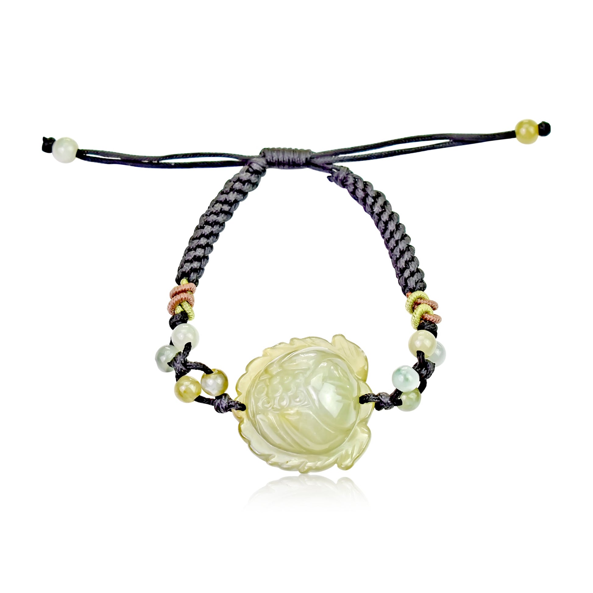 Jade Bracelet for July Birth Month Birthday Gift for Her Handmade Bracelet with Lotus Flower Bracelet For Birthday and AnniversaryBraceletsSerenity Jade