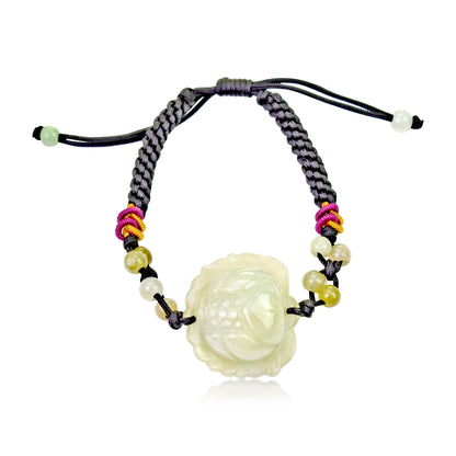 Handcrafted Lotus Jade Bracelet July Birth Flower Birthday Gift for Her Lotus Flower for Purity and Tranquility